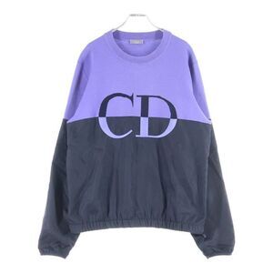 DIOR 21SS CD Logo Material Switching Side Zip Knit Sweater Nylon Wool Purple